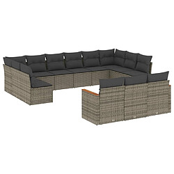 Maison Chic Salon de jardin avec coussins 13 pcs | Ensemble de Table et chaises | Mobilier d'Extérieur gris résine tressée -GKD39049