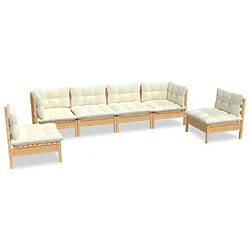 Maison Chic Salon de jardin 6 pcs + coussins - Mobilier/Meubles de jardin - Table et chaises d'extérieur crème Bois de pin massif -MN88392