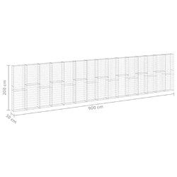 vidaXL Mur en gabion avec couvercles Acier galvanisé 900x30x200 cm pas cher