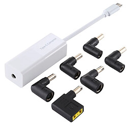 Wewoo Chargeur Adaptateur secteur pour ordinateur portable 65 W Convertisseur USB-C / Type C à un 6 en 1 Blanc 