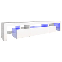 Maison Chic Meubles TV avec lumières LED - Banc TV pour salon Blanc brillant 215x36,5x40 cm -MN38409