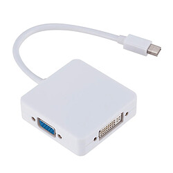 Avis Wewoo 3 en 1 Mini DP mâle vers HDMI + adaptateur VGA + DVI carré femellelongueur de câble 18cm blanc