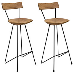 vidaXL Tabourets de bar lot de 2 bois de teck massif