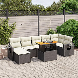 vidaXL Salon de jardin 8 pcs avec coussins noir résine tressée