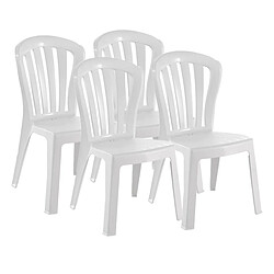 Pegane Lot de 4 chaises de jardin empilables en résine coloris blanc - Longueur 52 x Profondeur 52 x Hauteur 88 cm