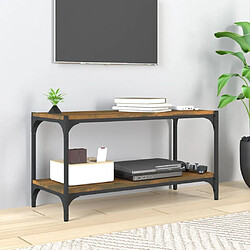 Maison Chic Meuble TV scandinave - Banc TV pour salon Chêne fumé 80x33x41 cm Bois d'ingénierie et acier -MN78041