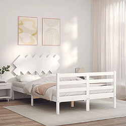 Avis Maison Chic Lit adulte - Cadre Structure de lit avec tête de lit Contemporain blanc double bois massif -MN94398