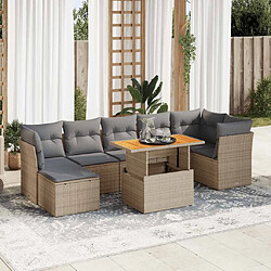 vidaXL Salon de jardin avec coussins 8 pcs beige résine tressée