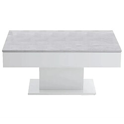 FMD Table basse gris béton et blanc