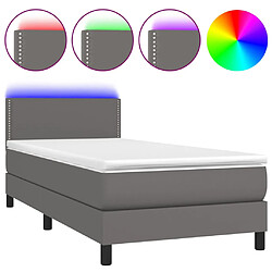 vidaXL Sommier à lattes de lit et matelas LED Gris 80x200cm Similicuir