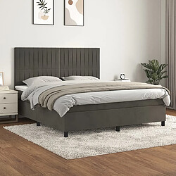 Maison Chic Lit Adulte - Lit simple Lit à sommier tapissier et matelas moelleux - Meuble de Chambre - Gris foncé 160x200cm Velours -MN19466