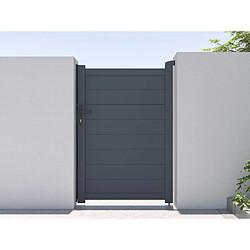 Vente-Unique Portillon battant aluminium plein L103 x H150 cm anthracite - NAZARIO