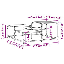 vidaXL Table basse chêne fumé 87,5x87,5x40cm bois d'ingénierie pas cher