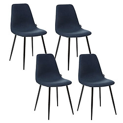 Toilinux Lot de 4 - Chaise Nokas - Pied en métal - Bleu navy