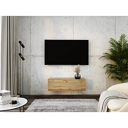 3XELIVING Meuble TV suspendu, D: l : 100 cm, H : 34 cm, P : 32 cm CHÊNE WOTAN