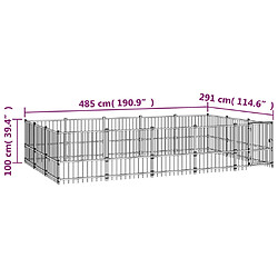 vidaXL Chenil d'extérieur pour chiens Acier 14,11 m² pas cher