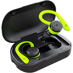 Chrono Écouteurs Bluetooth Chronus Véritables écouteurs sans fil avec étui de chargement IPX7 Étanche TWS Écouteurs stéréo avec micro intégré Écouteurs intra-auriculaires Basses profondes pour la course sportive(vert)