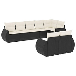 Maison Chic Ensemble Tables et chaises d'extérieur 8 pcs avec coussins,Salon de jardin noir résine tressée -GKD325400