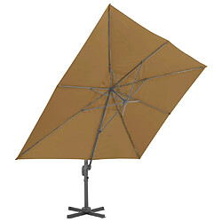 Avis vidaXL Parasol de jardin avec base portable taupe