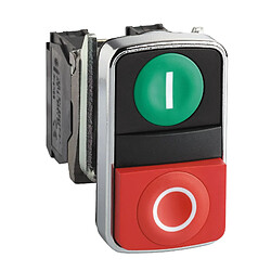 tête bouton-poussoir double touche d=22 vert + rouge - schneider electric zb4ba7341