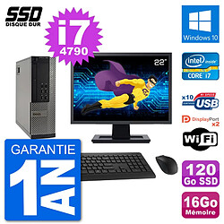 PC Dell 7020 SFF Ecran 22" Intel i7-4790 RAM 16Go SSD 120Go Windows 10 Wifi - Occasion