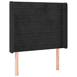 vidaXL Tête de lit avec oreilles Noir 93x16x118/128 cm Velours