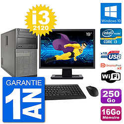 PC Tour Dell 7010 Ecran 19" Intel i3-2120 RAM 16Go Disque 250Go Windows 10 Wifi - Occasion