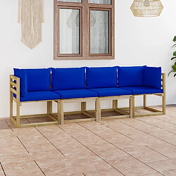 Maison Chic Canapé de jardin 4 places avec coussins | Canapé d'extérieur | Fauteuil,Banquette Jardin bleu -MN95934