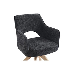 Acheter Vente-Unique Chaise pivotante avec accoudoirs en tissu et chêne - Noir - KONYA