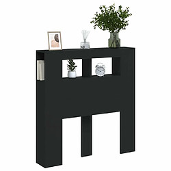 Maison Chic Tête de lit scandinave à LED,meuble de chambre noir 100x18,5x103,5 cm bois d'ingénierie -MN12163 pas cher