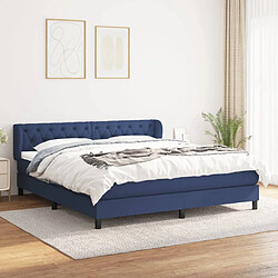 vidaXL Sommier à lattes de lit avec matelas Bleu 160x200 cm Tissu