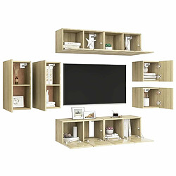 Avis Maison Chic Ensemble de meubles TV 8 pcs | Banc TV Moderne pour salon | Meuble de Rangement - Chêne sonoma Aggloméré -MN63152