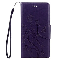 Wewoo Housse Étui Violet pour Huawei Honor 8 Fleurs Gaufrage Horizontal en cuir Flip avec support & Slots de cartes Portefeuille & Longe