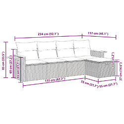 Acheter vidaXL Salon de jardin 5 pcs avec coussins noir résine tressée