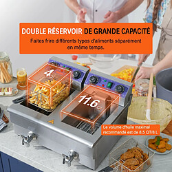 Friteuse Électrique Commerciale Friteuse à Huile 2 Cuves Acier Inox 12L 6000 W - Pour Restaurants Supermarchés Fast-foods Snack-bars