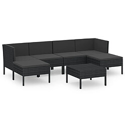 vidaXL Salon de jardin 7 pcs avec coussins Résine tressée Noir