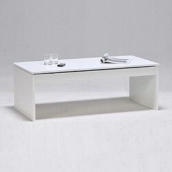 Weber Industries Table basse relevable rectangulaire en bois blanc DARWIN