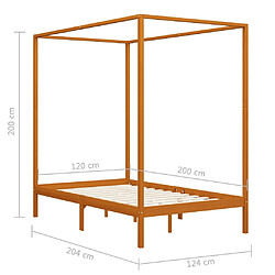 vidaXL Cadre de lit à baldaquin sans matelas bois massif 120x200 cm pas cher