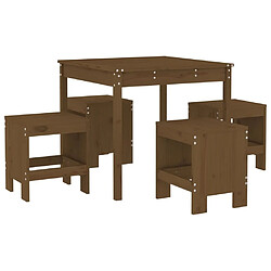 Salle à dîner de jardin 5 pcs,Table et chaise à manger marron miel bois pin massif -MN43515