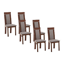 Vente-Unique Lot de 6 chaises en tissu et bois de hêtre - Noyer et taupe - BELINDA