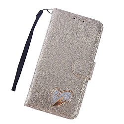 Universal Bling Diamond Téléphone Pu Leather Pliant Halder Portefeuille Couvercle avec sangle pour iPhone X (or)