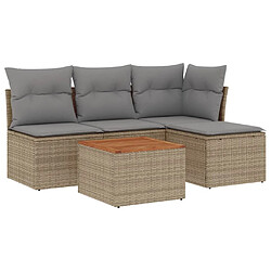 vidaXL Salon de jardin avec coussins 5 pcs beige résine tressée