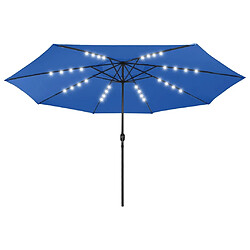 vidaXL Parasol d'extérieur avec LED et mât en métal 400 cm Bleu azuré