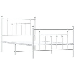 Maison Chic Lit adulte - Lit simple Cadre de lit métal avec tête de lit/pied de lit,Structure du lit Contemporain pour chambre blanc 100x190cm -MN53394 pas cher