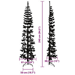 vidaXL Demi sapin de Noël artificiel mince avec support Noir 240 cm pas cher