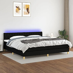 vidaXL Sommier à lattes de lit et matelas et LED Noir 200x200 cm Tissu