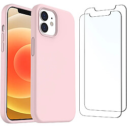 Coque Silicone Rose Pour iPhone 12 / iPhone 12 Pro + 2 Verres Trempes Little Boutik®