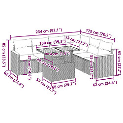 Acheter vidaXL Salon de jardin avec coussins 7 pcs beige résine tressée acacia