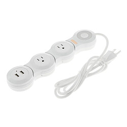 Multiprise Flexible Avec Parasurtenseur Avec 2 Ports USB Blanc 3 Prises