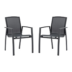 Vente-Unique Lot de 2 fauteuils de jardin empilables en aluminium et textilène - Anthracite - MILLAU de MYLIA